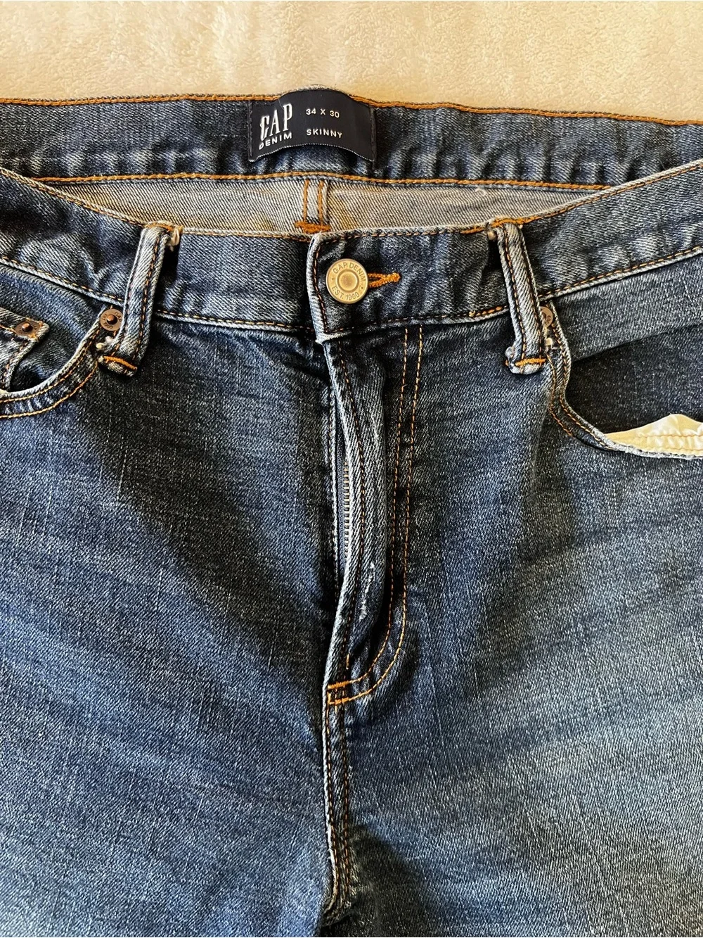 GAP Men's Slim Distressed Jeans in Dark Blue Wash Size 34X30
